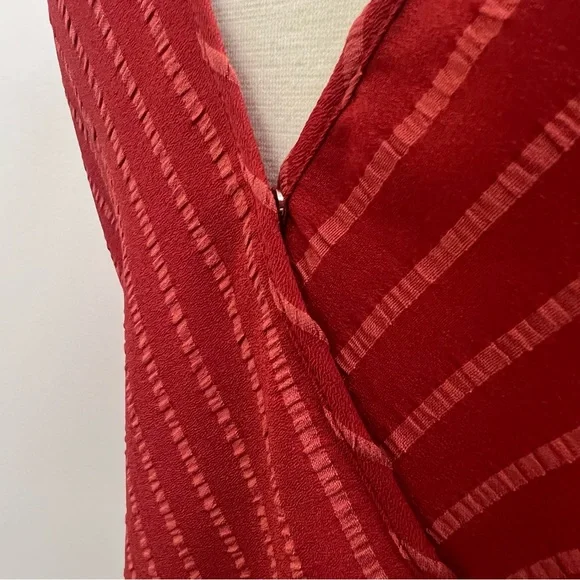 BCBGMAXAZRIA Long Sleeve Wrap Top in Venetian Red - Picture 5 of 8